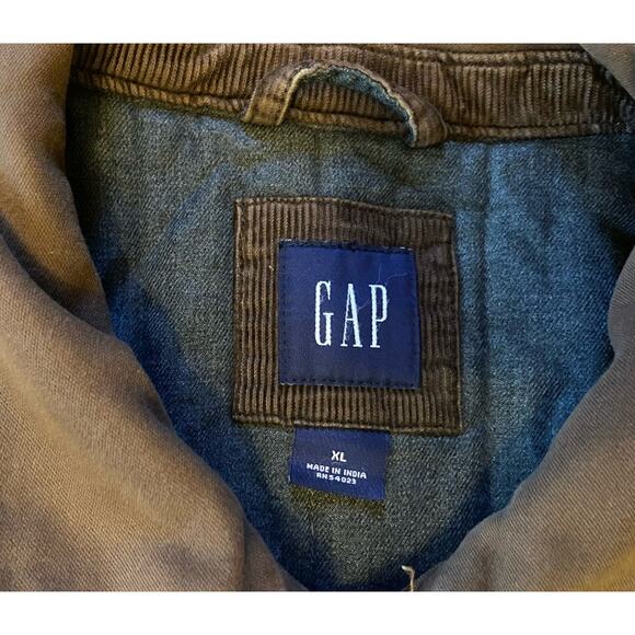 Vintage Y2K Gap Jacket Corduroy Quilted Contrast Collar Full Zip Brown Mens XL - Picture 2 of 10